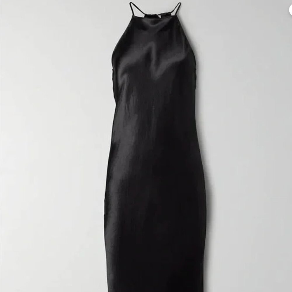 Babaton Lato Dress Aritzia Halter Satin Midi Dress